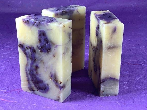 Lavender Lemongrass Soap Bar, Unique Swirl De...