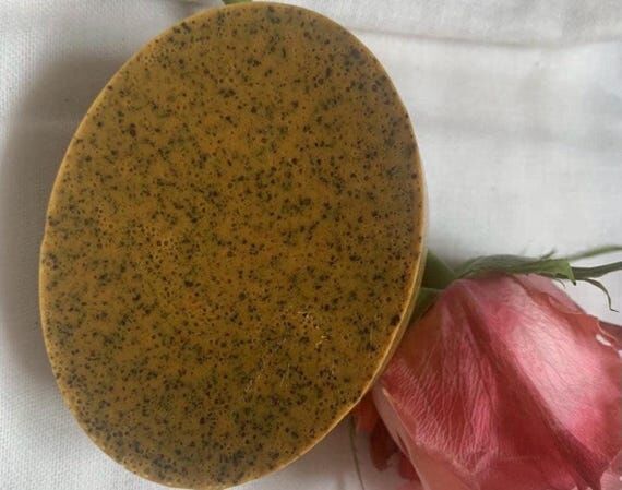 Turmeric & coffee handmade soap bar, almond s...