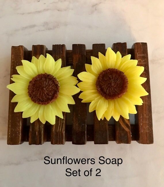 Handmade Sunflower Soaps, Set of 2, Floral Sc...