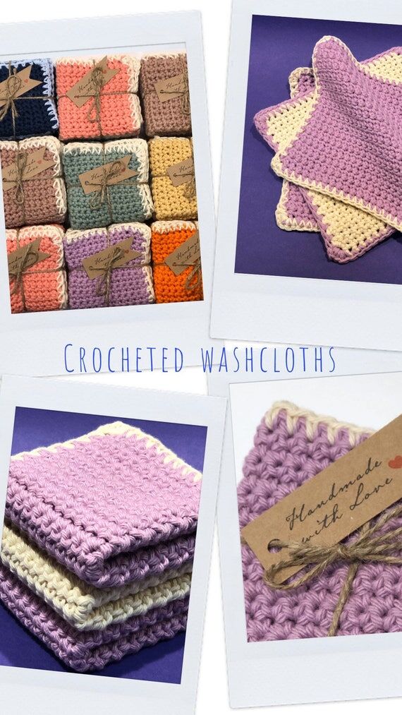 Hand Crocheted Cotton Washcloths: Farmhouse D...