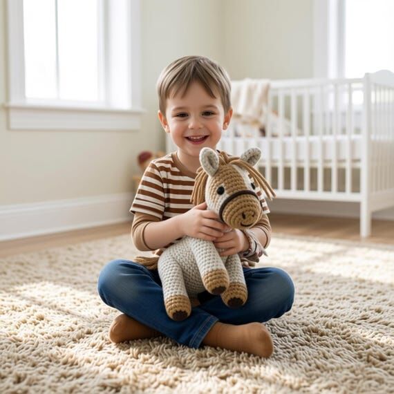 Crochet Horse Plush Toy, Amigurumi Stuffed An...