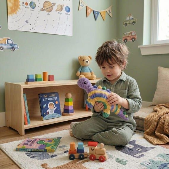 Crochet Dinosaur Plush with Educational Print...