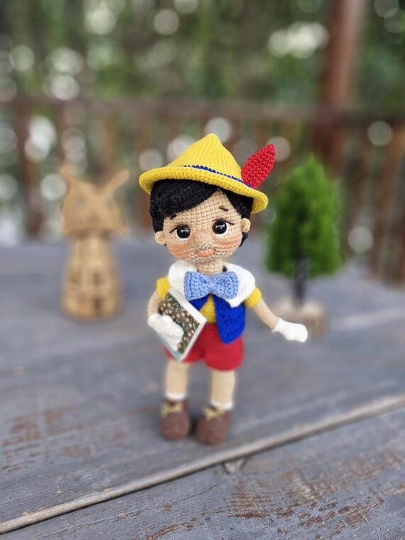 Handmade Crochet Pinocchio Doll, Amigurumi Fa...