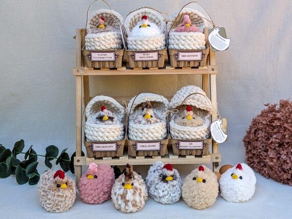Handmade Crochet Chicken Toy with Hatching Eg...