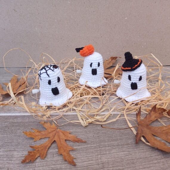 Crochet Halloween Ghost Set: Mini Walking Ami...