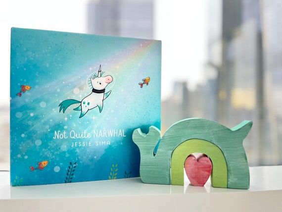Narwhal Wooden Stacker with Book | Story Set ...