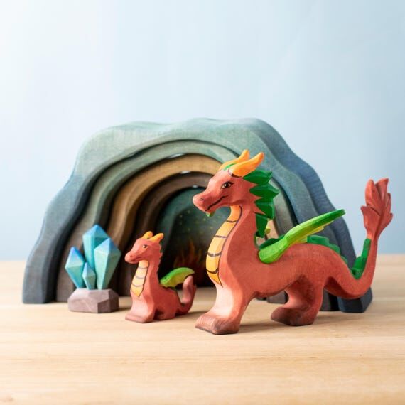 Handcrafted Wooden Dragon Set | Waldorf Play,...