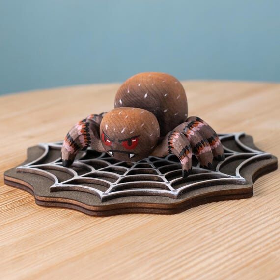 Wooden Spider and Cobweb Set | Handmade Hallo...