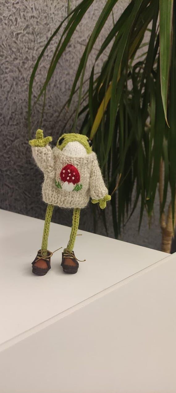 Crochet Frog Doll: Handmade Organic Cotton Am...