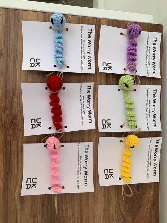 Amigurumi handmade crocheted worry worms...