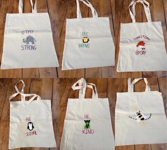 Hand Stitched Embroidery Animal and positive ...