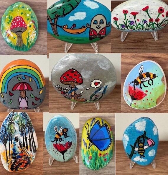 Hand painted and hand drawn arcylic large s...