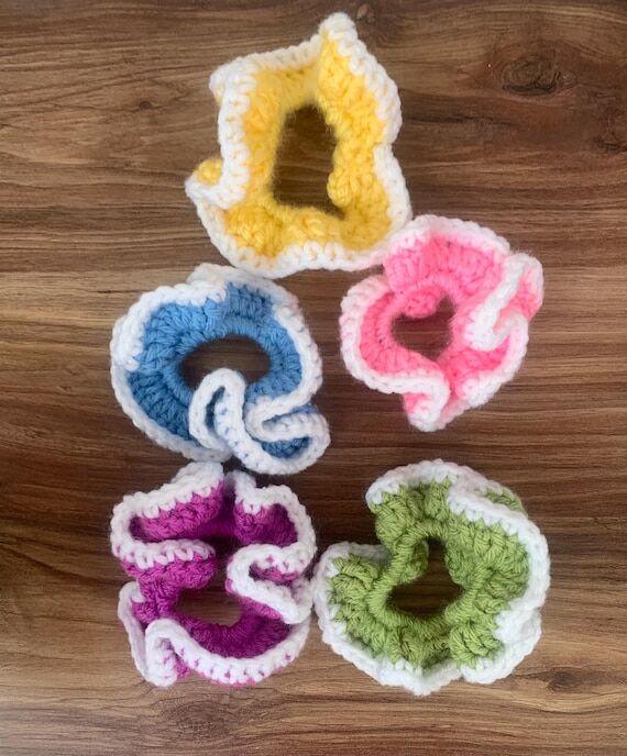 Handmade Crocheted Brightly Coloured Scrunchi...