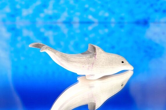 Wooden Dolphin Toy Figure - Montessori Waldor...