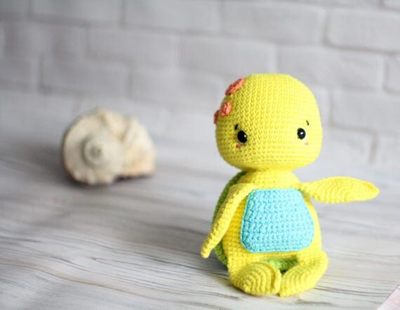 Amigurumi Turtle Plush, Crochet Turtle Toy, H...