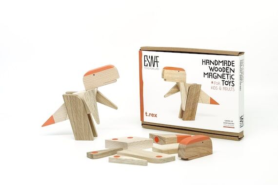 T.Rex dinosaur toy, wooden dinosaur gift, gam...
