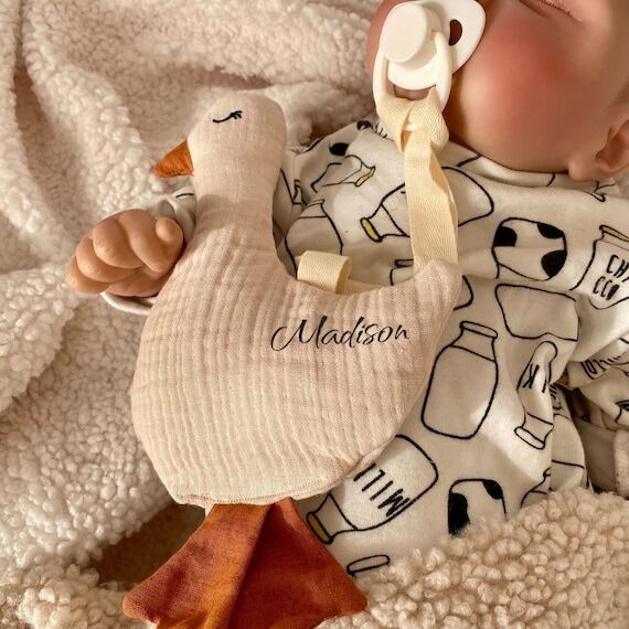 Organic Muslin Goose Pacifier Clip - Personal...