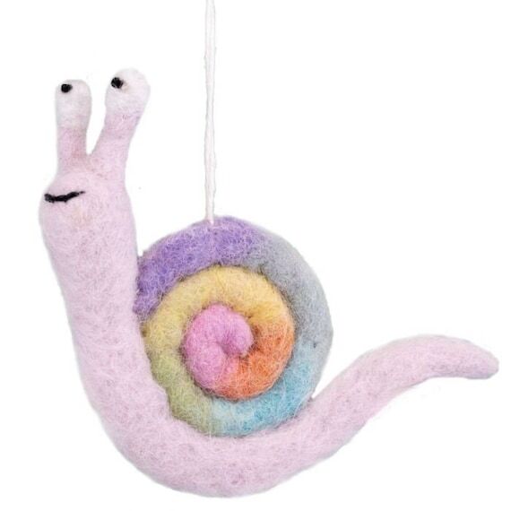 Purple Rainbow Snail Ornament - Felt Snail - ...