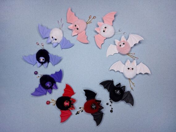 Handmade Bat Talisman: Faux Fur Halloween Dec...