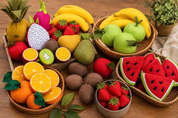 Felt Fruit Play Set – Handmade Pretend Food...
