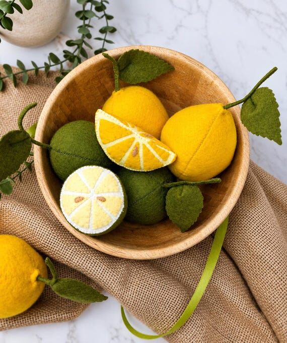 Pretend Play Food Felt Lemon Toy Play Kitchen...