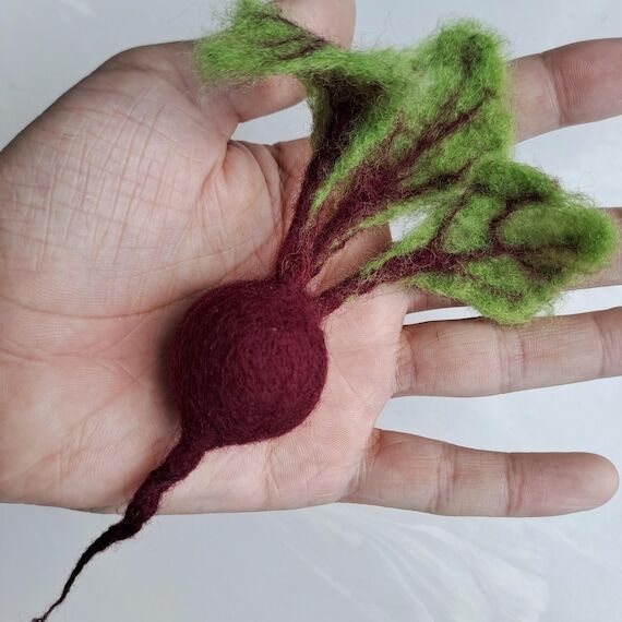 Beetroot brooch, Felted beet pin, Beet bag ch...