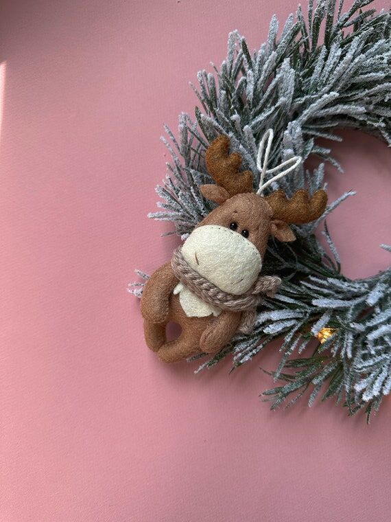 Felt Deer Christmas Ornament, Handmade Tree D...