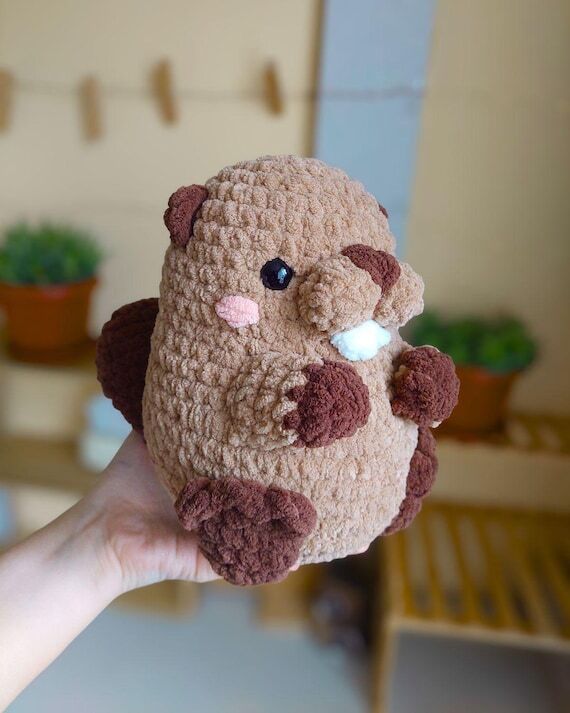 Crochet Beaver Plush, Amigurumi Beaver, Chubb...