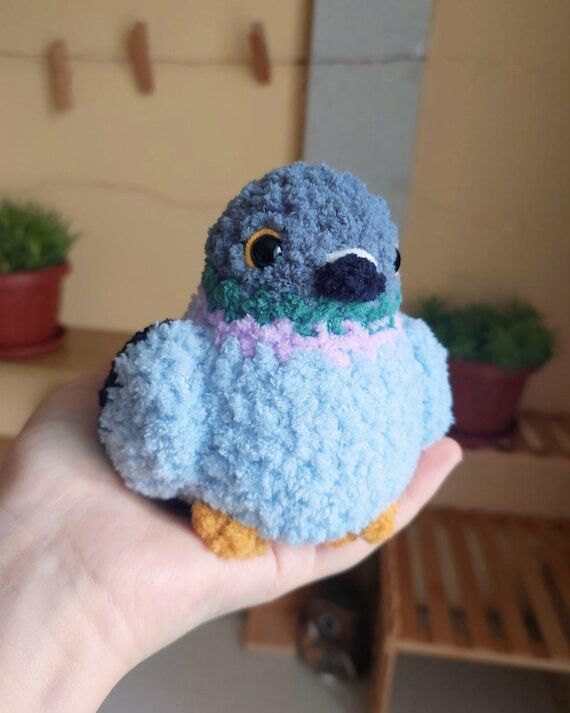 Baby Pigeon Crochet Plushie, Amigurumi Chubby...