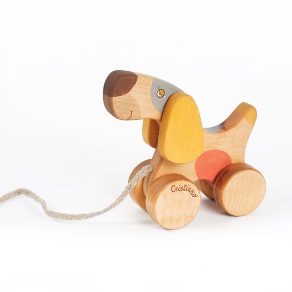 Personalized Pull along dog, Wooden Toy Dog, ...