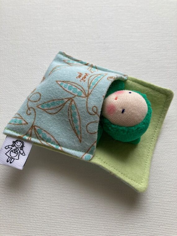 Handmade Waldorf Pocket Doll: Green Outfit, S...