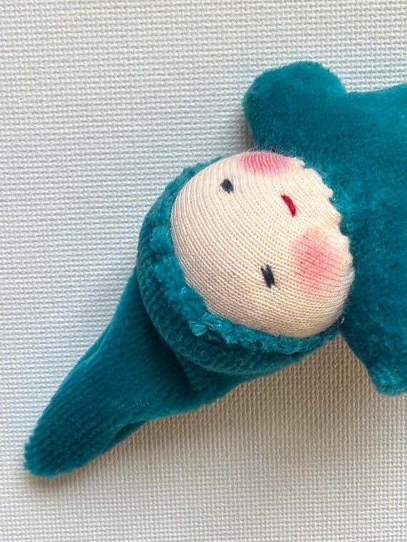 Teal Green Waldorf Pocket Doll, Handmade Cott...