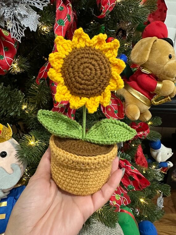 Crochet Sunflower Plant: Handmade Amigurumi H...
