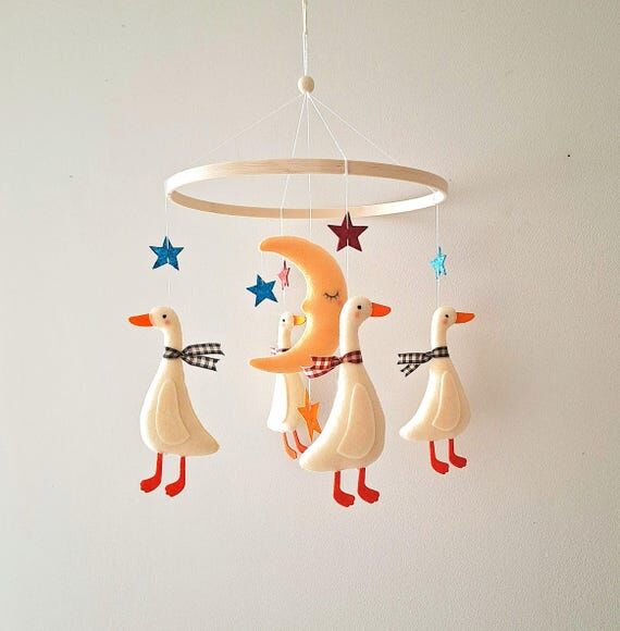 Felt Goose Mobile Nursery Decor – Celestial...