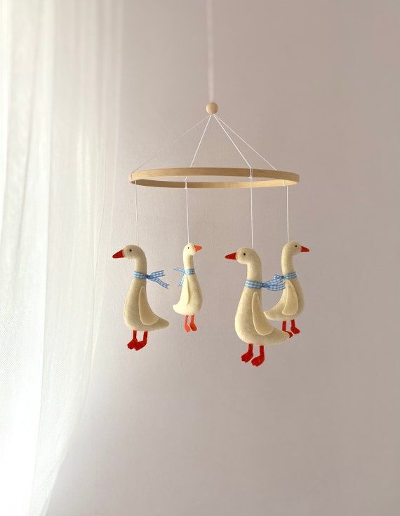 Duck Nursery - Baby Mobile Goose Blue Ribbon ...