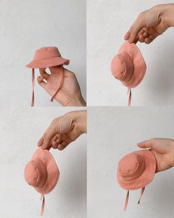 Handmade miniature bucket hat by linen fabric...