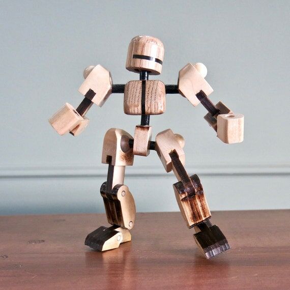 Handmade Wooden Robot Action Figure: Earth Tr...
