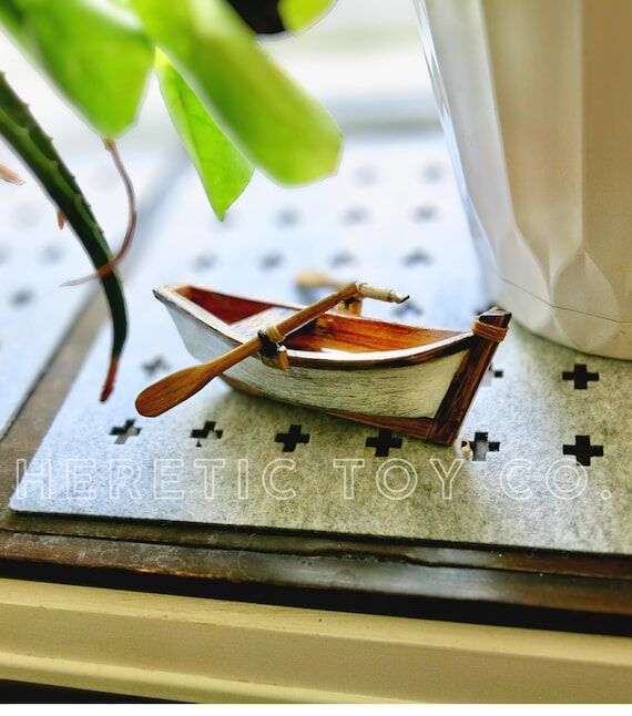 Wooden Rowboat Toy | Floating Handmade Boat f...