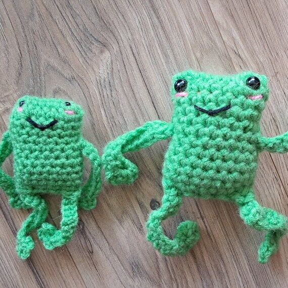 Crocheted Leggy Frog Plushie...