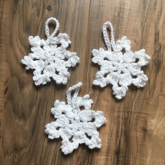 Crocheted Snowflake Ornaments: Set of 3 Chris...
