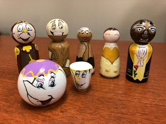 Disney Beauty and the Beast Handpainted Woode...