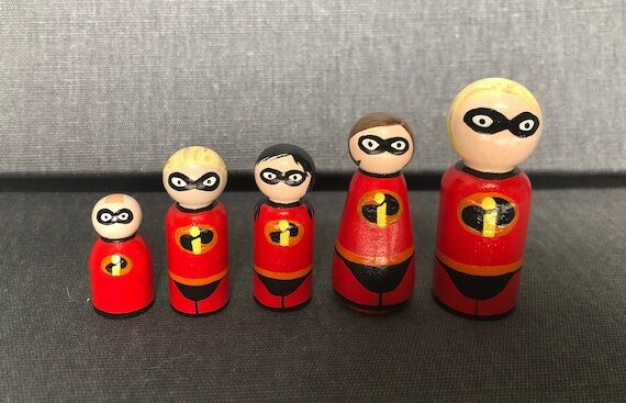 The Incredibles Disney Handpainted Wooden Peg...