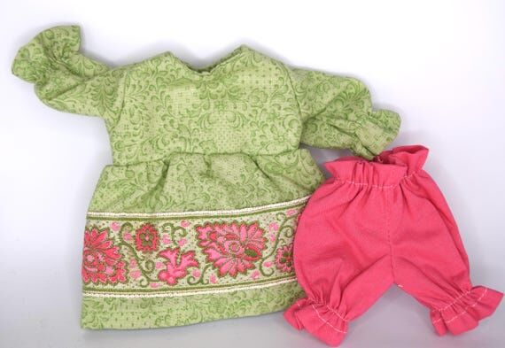 Doll Clothes: Green Dress With Pink Bloomers ...