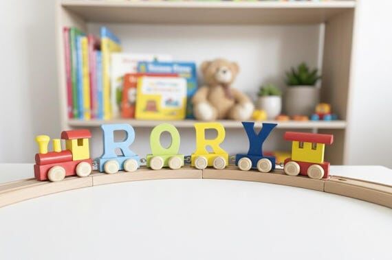 Personalised Wooden Train Name Eid Birthday C...