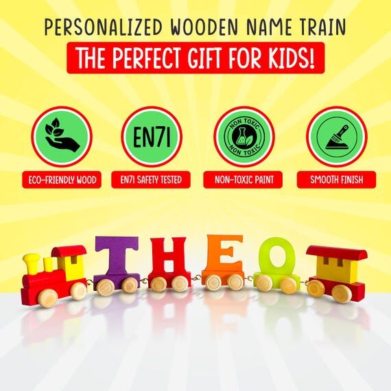 Baby Christening Gifts Wooden Colour Train Le...