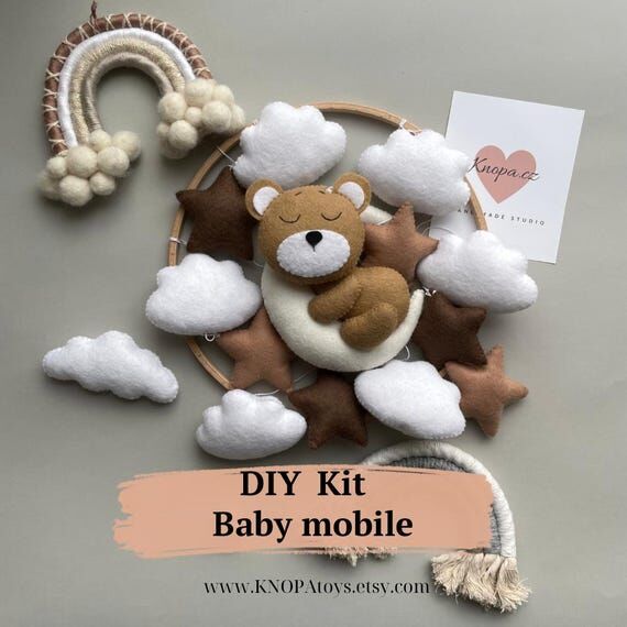 Make your own woodland bear baby mobile handm...
