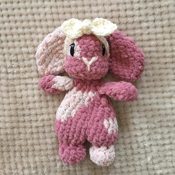 Crochet Bunny Lovey: Handmade Mauve Stuffed A...