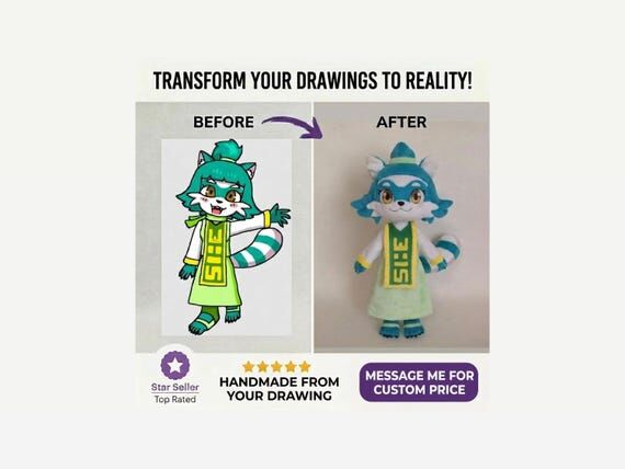 Custom Plush Toy from Photo or Drawing, Perso...