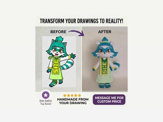 Turn Drawing Into Plush Toy, Custom Plush fro...