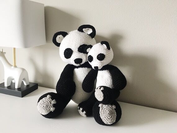 Panda (large and small) crochet handmade toys...